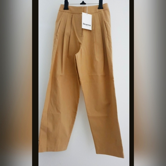 DEAREST Maybe Baby Tan Pleated Dress Pant Size S - Picture 1 of 6